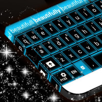 Brillante teclado de neón azul