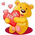 Sticky teddy bear love heart