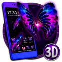3D Neon Butterfly Galaxy Theme