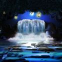 Night 3D Waterfall Wallpaper