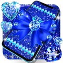 Blue glitter diamond bow live wallpaper