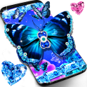 Blue glitter butterflies live wallpaper