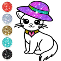 Cute Kitty Coloring Book Glitter