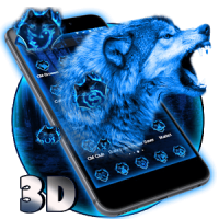 3D Neon Vivid Wolf Theme