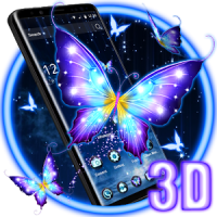 3D Fluorescent Butterfly Launcher Theme