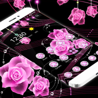 Theme Pink Rose Black Flowers Pendants