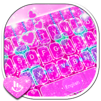 Glitter Pink Heart Keyboard Theme