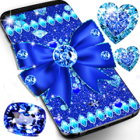 Blue glitter diamond bow live wallpaper