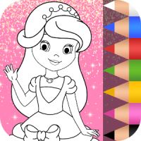 Princess Coloring Book Glitter & Girls Dress Up