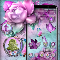 Pink Purple Rose Butterfly Launcher Theme