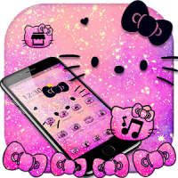 Pink Glitter Kitty Bowknot Theme