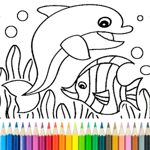 Dolphin and fish coloring book